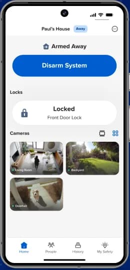 ADT+ app arm and disarm control panel