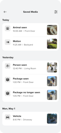 ADT+ app 30-day event video history log