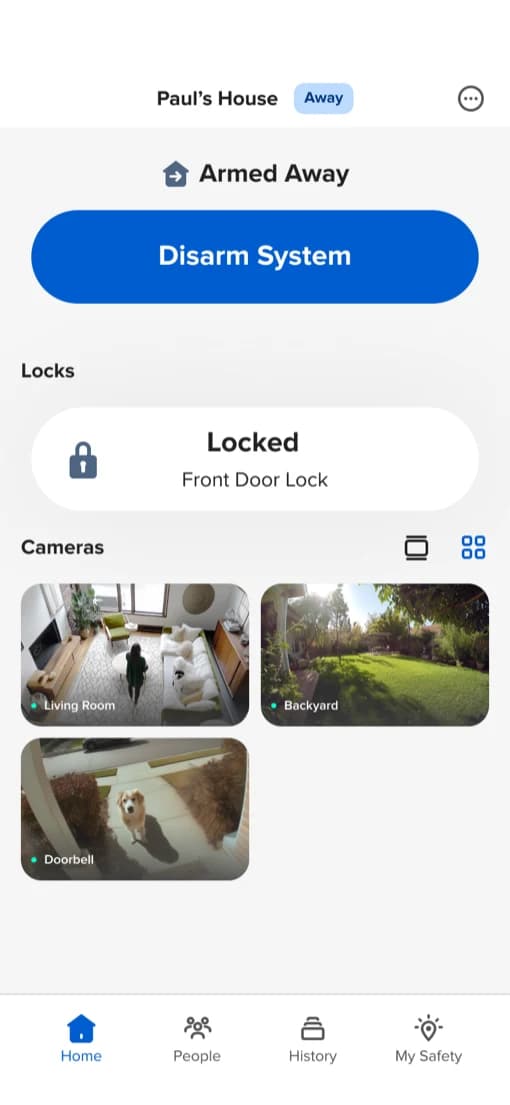 ADT+ app arm and disarm control panel