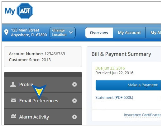 Understanding Adt Bills Paperless Billing And Automated Payments 2 Click On Billing Notifications Manage Close Add Contact Email Address And Enter Your If There Is A Primary Ociated