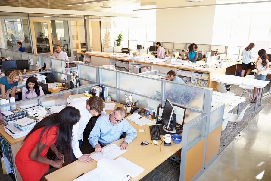 Interior Of Busy Modern Open Plan Office