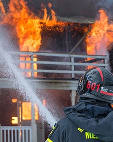 Fireman fighting a fire