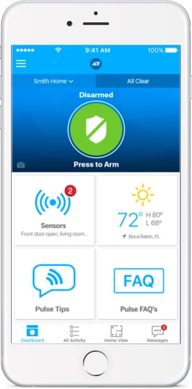 ADT Pulse app remote arm and disarm functionality