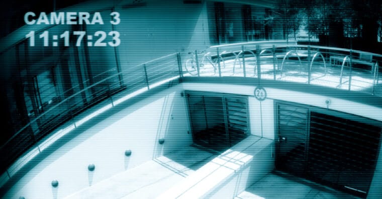 Surveillance video showing the inside of a building 