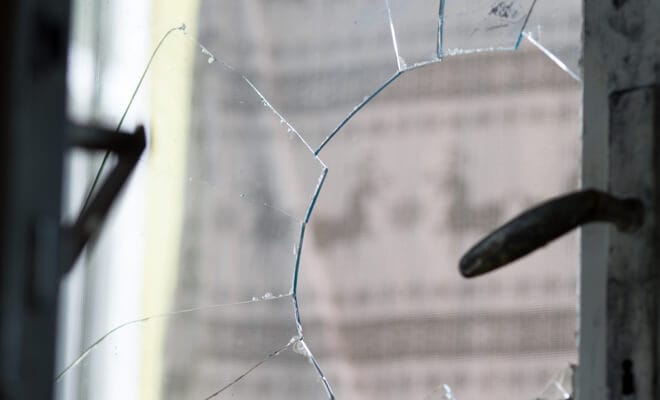 Glass broken on door Glass broken on door