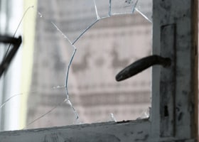 Glass broken on door Glass broken on door