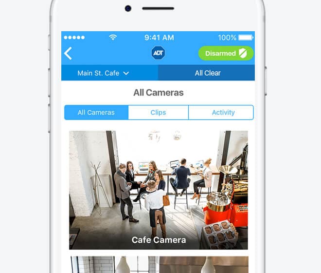 ADT app showing cafe camera footage ADT app showing cafe camera footage