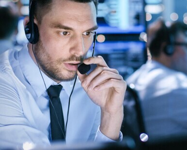 Man wearing headset Man wearing headset