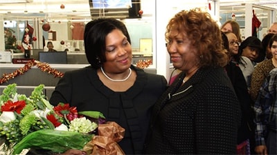 Maya Harris and Delores White meet a month after the incident.