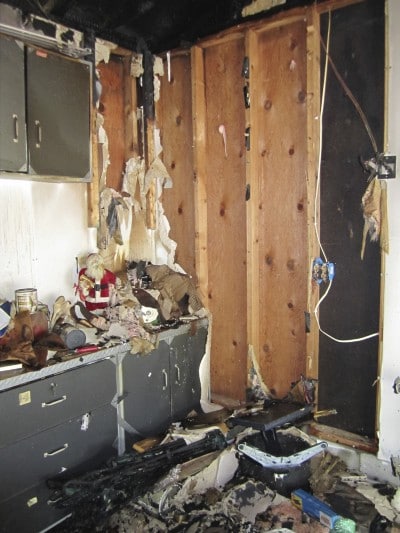 Fire damage in the Steffens family home.