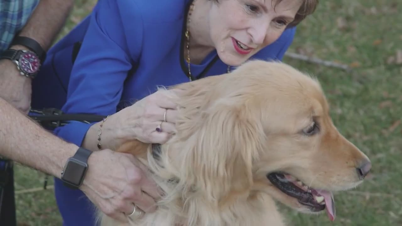 Kathy Suchorsky with Riley, her golden retriever. Kathy Suchorsky with Riley, her golden retriever.