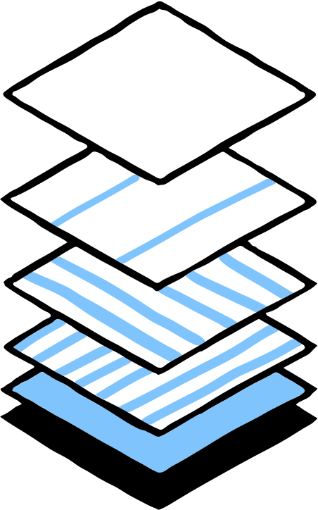 Abstract drawing of stacked layers