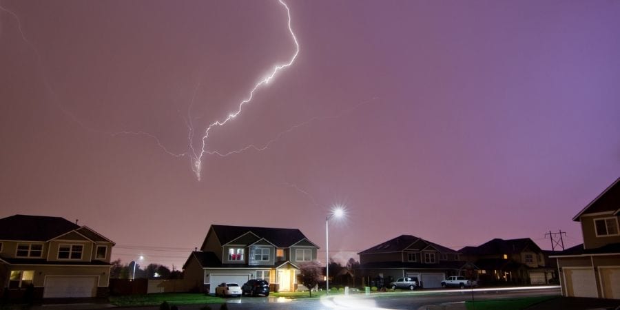 Lightning Striking House during Thunderstorm