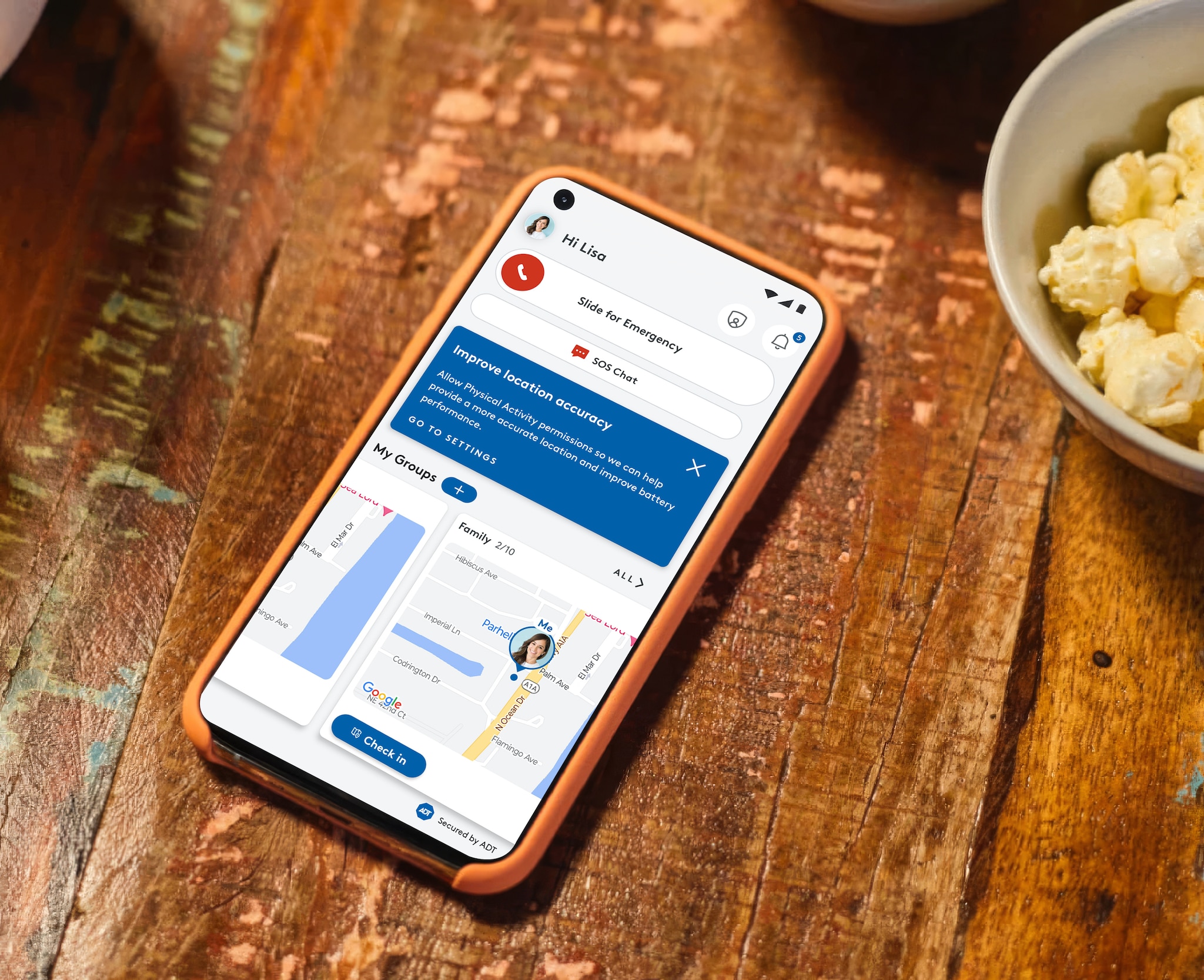 ADT SoSecure app on a phone 