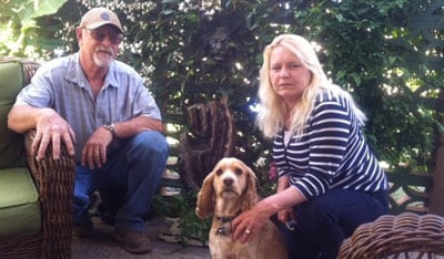 Chris and Faith Markley with their dog Toby.