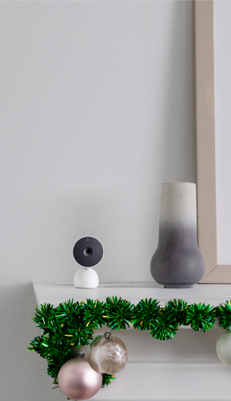 Indoor Google Nest Cam on a fireplace 