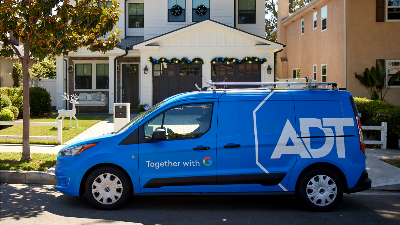 ADT installer van with holiday lights ADT installer van with holiday lights