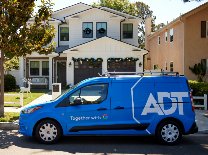 ADT installer van with holiday lights ADT installer van with holiday lights
