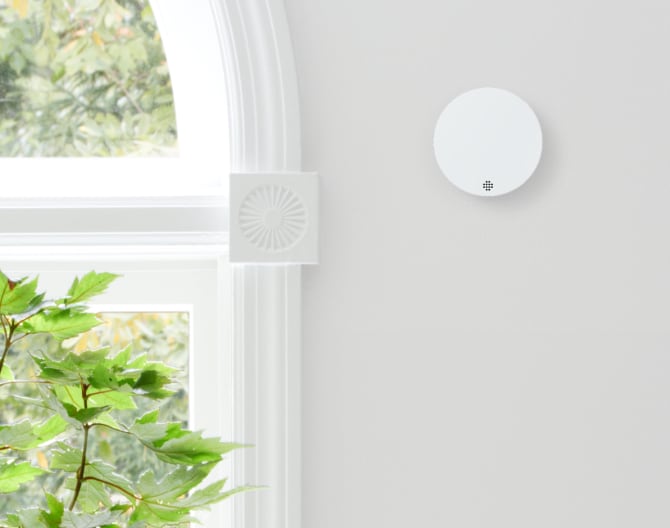 ADT Glass Break Sensor next to a window ADT Glass Break Sensor next to a window