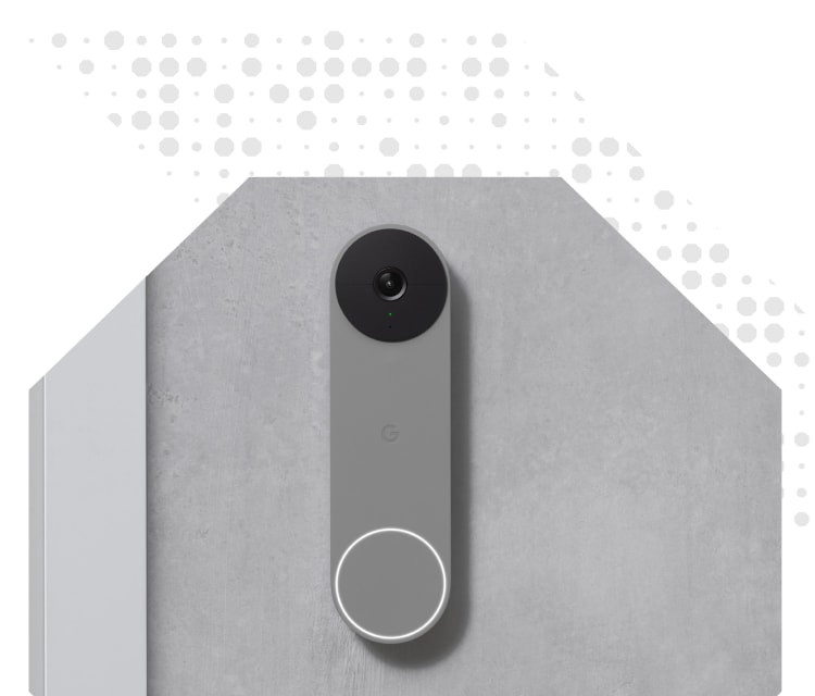 Grey Nest Doorbell on a door
