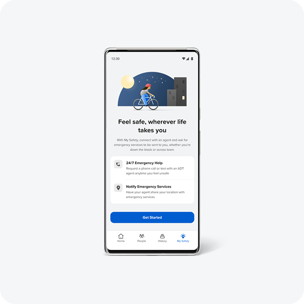 ADT+ app on My Safety landing screen