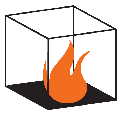 Graphic of flames contained in a box