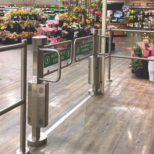 Security gate in grocery store