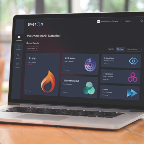 Laptop displaying Everon control panel
