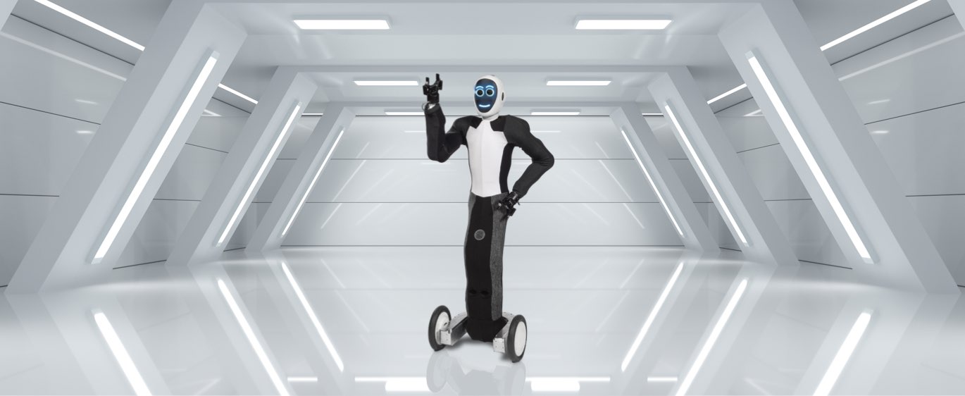 1X Technologies robot in a futuristic corridor