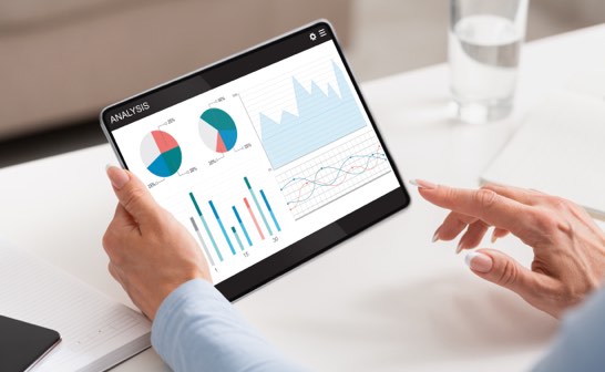 Tablet showing data dashboard