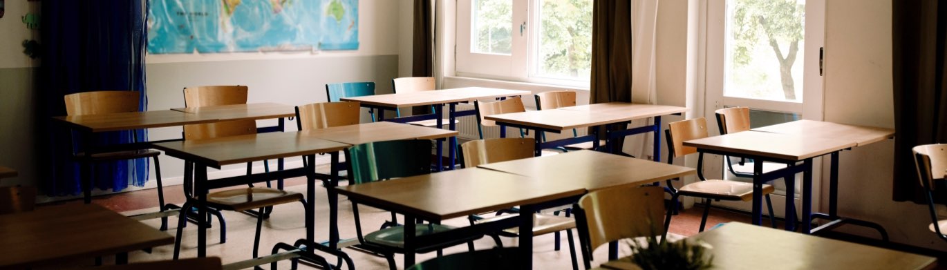 Classroom with empty desks