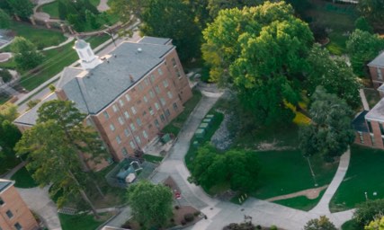 Aerial view of college campus