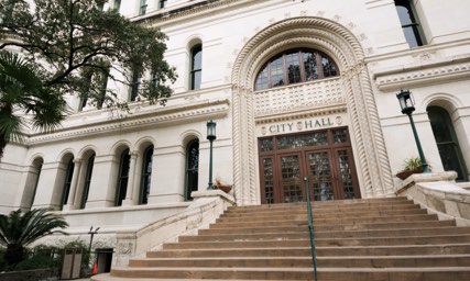 Front entrance to a city hall