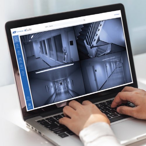 Laptop with eSuite security camera feeds