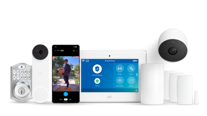 Video and Smart Home package with ADT Smart Lock, Google Nest Doorbell, Command Panel, Indoor Camera and other products