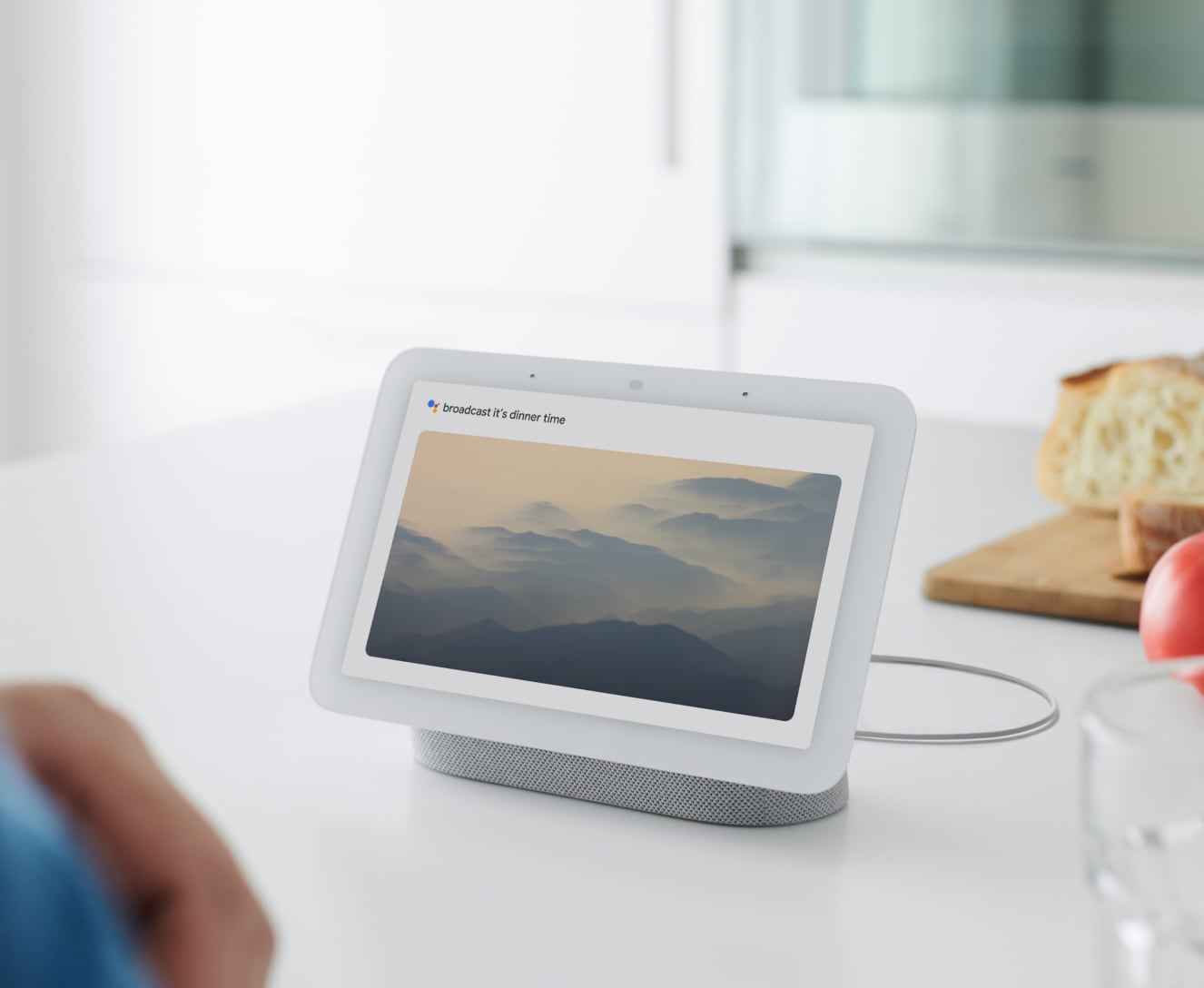 Google Nest Hub (2nd gen) on the countertop 