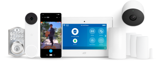 ADT Video & Smart Home package with keypad, doorbell, command panel, app and indoor camera