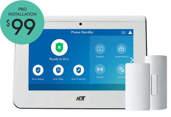 ADT intrusion detection package professionally installed for $99 