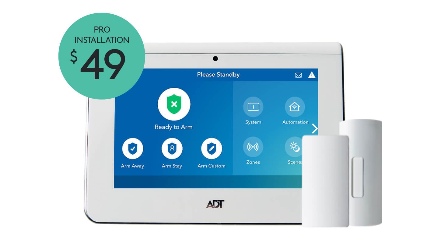 ADT intrusion detection package professionally installed for $49