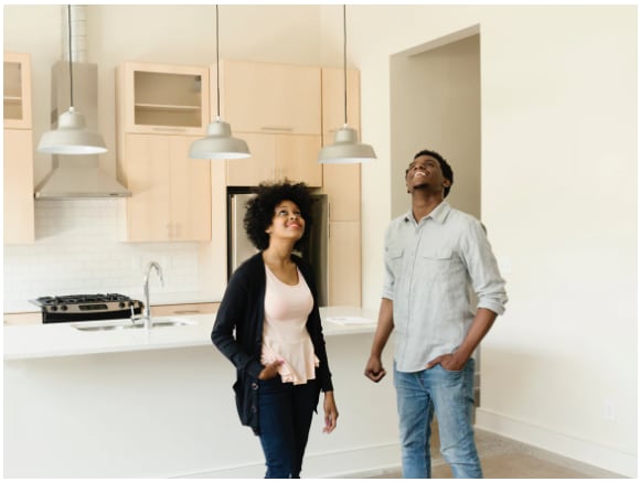 Couple looking at the roof