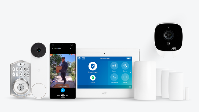 Smart Home package with ADT Smart Lock, app, Command Panel, and other products